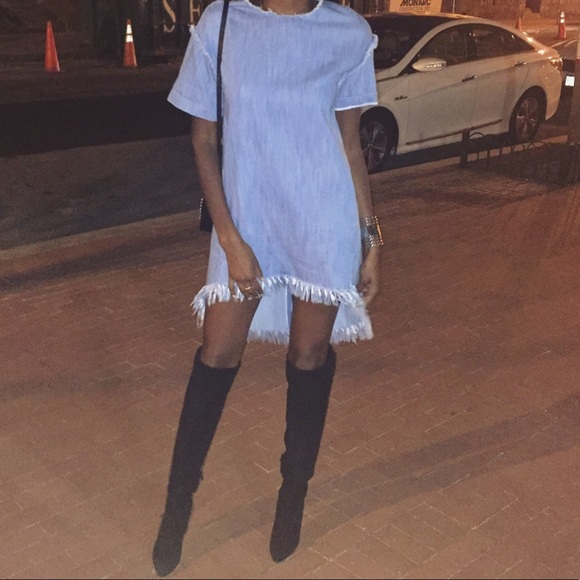 Zara | Dresses | Denim Fringe Highlow Dress | Poshmark Zara | Dresses | Denim Fringe Highlow Dress | Poshmark